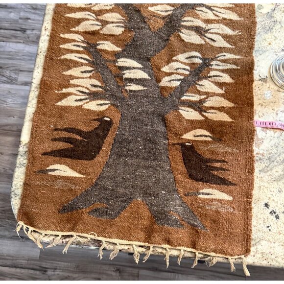 Vtg Hand Woven Egyptian Pictorial Tree of life  Kilim Rug Wool Tapestry  Art - Picture 6 of 11